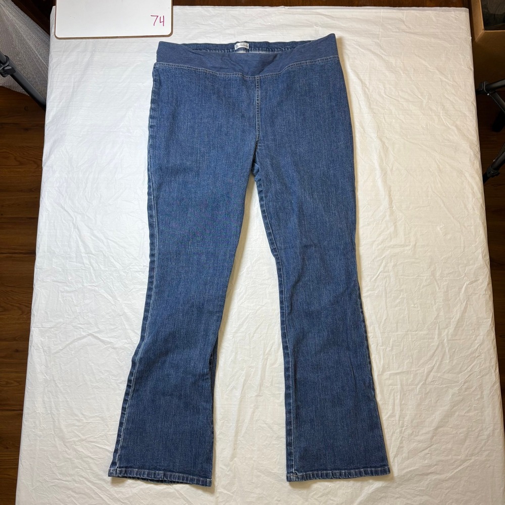 Maternity Announcements Denim Bootcut‎ Jeans Women Large 12 14 Blue Stretch